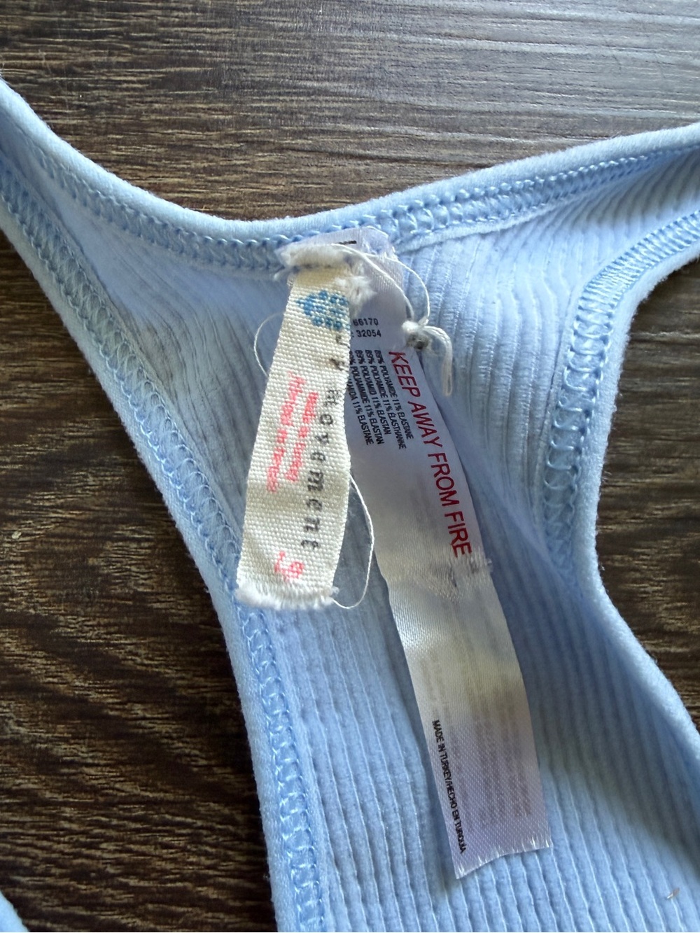 Pale Blue Ribbed Racerback Crop Tank - Picture 3 of 3